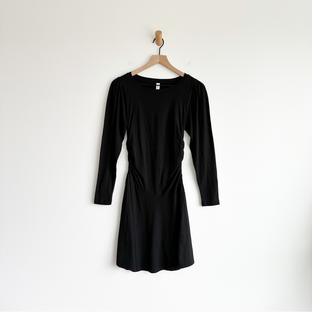 Daily Practice by Anthropologie Ruched Dress Black Long Sleeve Size XS
